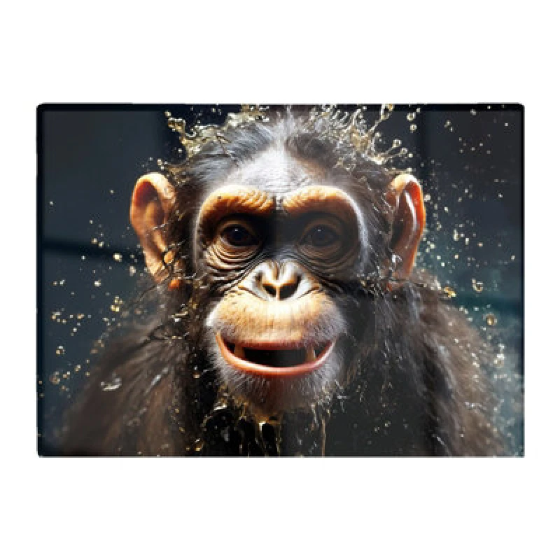 Image of Warren Reed Designer Realistic Monkey Face Splashart Glass Chopping Board