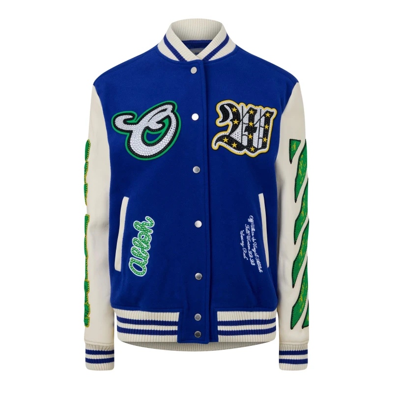 Image of Off White Womens Bling Varsity Jacket Blue White female 8 (40)