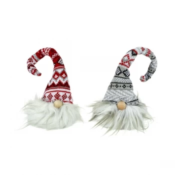 Image of Red And Grey Wooly Hat Gnomes (Set of 2)