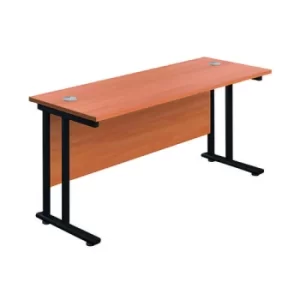 Image of Jemini Rectangular Double Upright Cantilever Desk 1600x600mm Beech/Black KF819769
