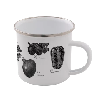Image of Vegetables Enamel Mug - White