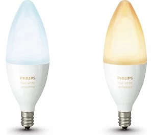 Image of Philips Hue White Ambiance Wireless Bulb Twin Pack E14
