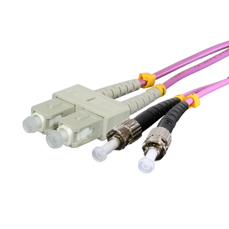 Image of Cablenet 2m OM3 50/125 ST-SC Duplex Violet LSOH Fibre Patch Lead