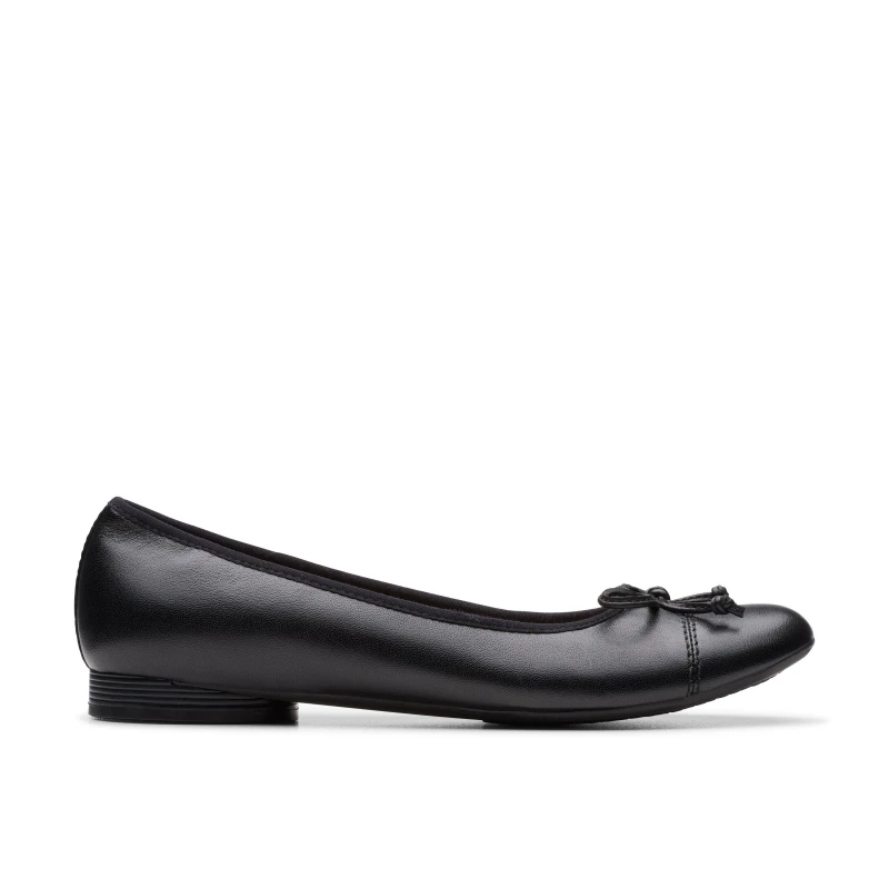 Image of Clarks Loreleigh Rae Black Leather Slip Ons Black