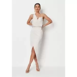 Image of Missguided Asymmetrical Strap Midi Dress - Cream