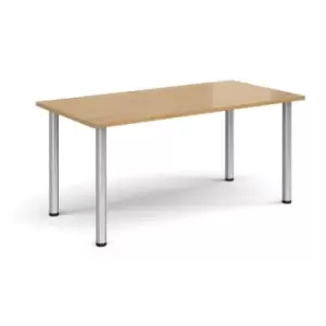 Image of Rectangular silver radial leg meeting table 1600mm x 800mm - oak