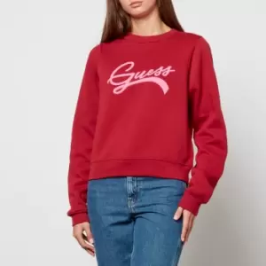 Image of Guess Logo-Appliqued Fleece-Back Cotton-Blend Jersey Sweatshirt - S