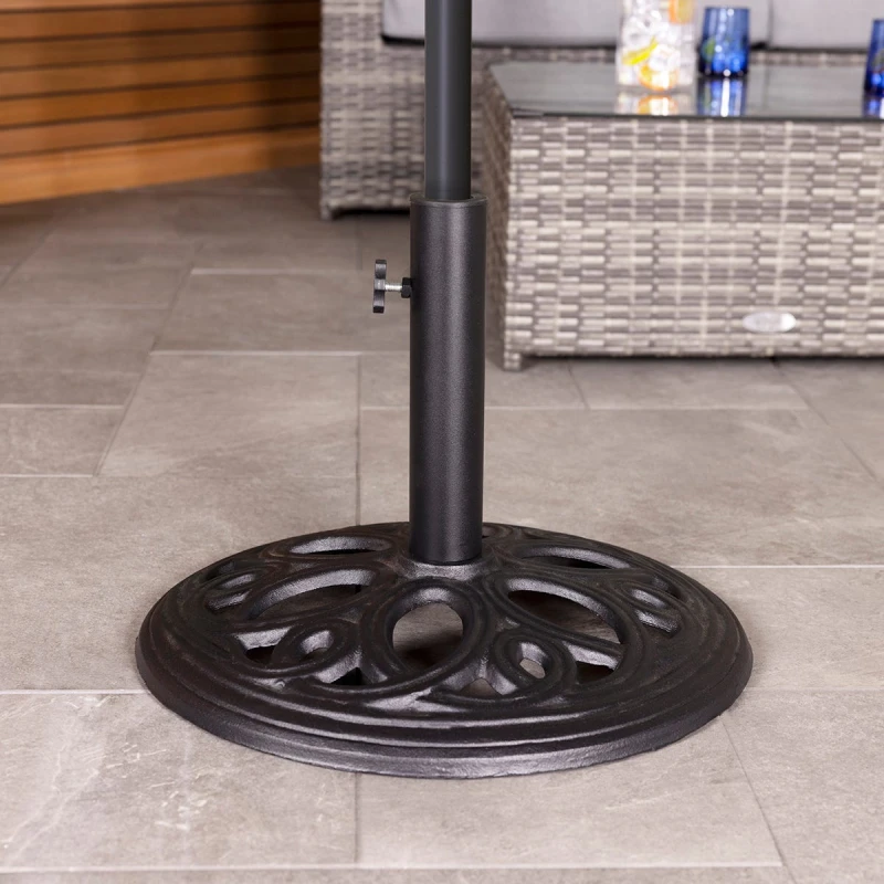 Image of Charles Bentley 12kg Cast Iron Round Umbrella Base - Black