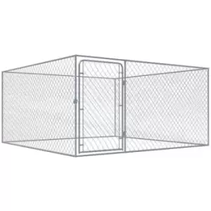 Image of Vidaxl - Outdoor Dog Kennel Galvanised Steel 2x2x1 m Silver