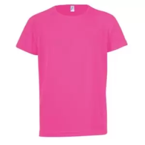 Image of SOLS Childrens/Kids Sporty Unisex Short Sleeve T-Shirt (8yrs) (Neon Pink)