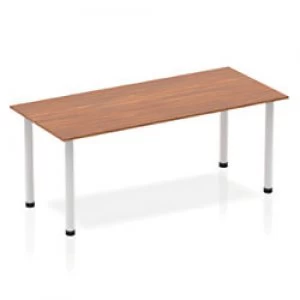Image of Impulse Straight Table 1800 Walnut Post Leg Silver