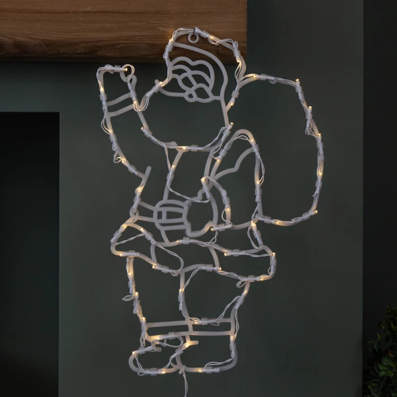 Image of 44cm Battery Powered Light up Hanging Christmas Santa with Warm White Multi-Action LEDs