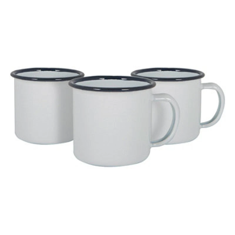 Image of Argon Tableware White Enamel Espresso Cups - 130ml - Navy - Pack Of 6