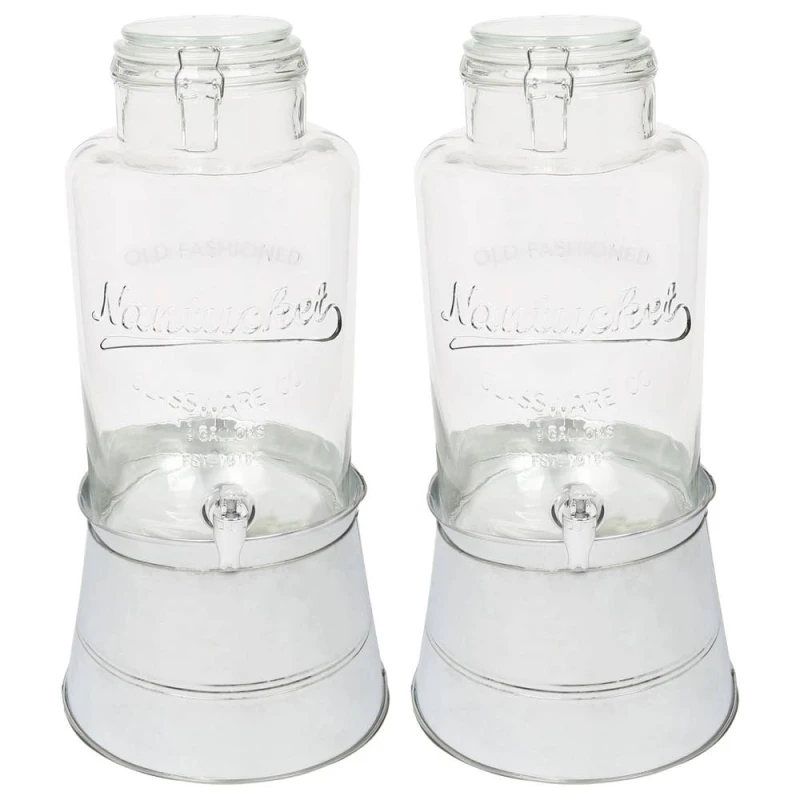 Image of Rink Drink Glass Drinks Dispensers with Tap & Bucket Stand - 8.7L - 2pk in Silver Silver Unisex