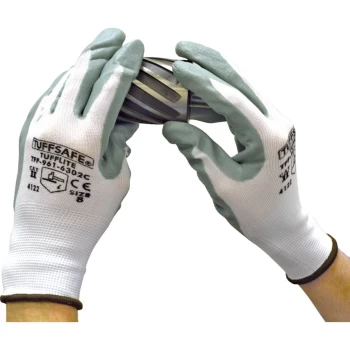 Image of Tufflite Palm-side Coated Grey/White Gloves - Size 6