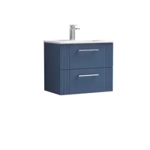 Image of Nuie Deco 600mm Wall Hung 2 Drawer Vanity & Basin 2 - Satin Blue
