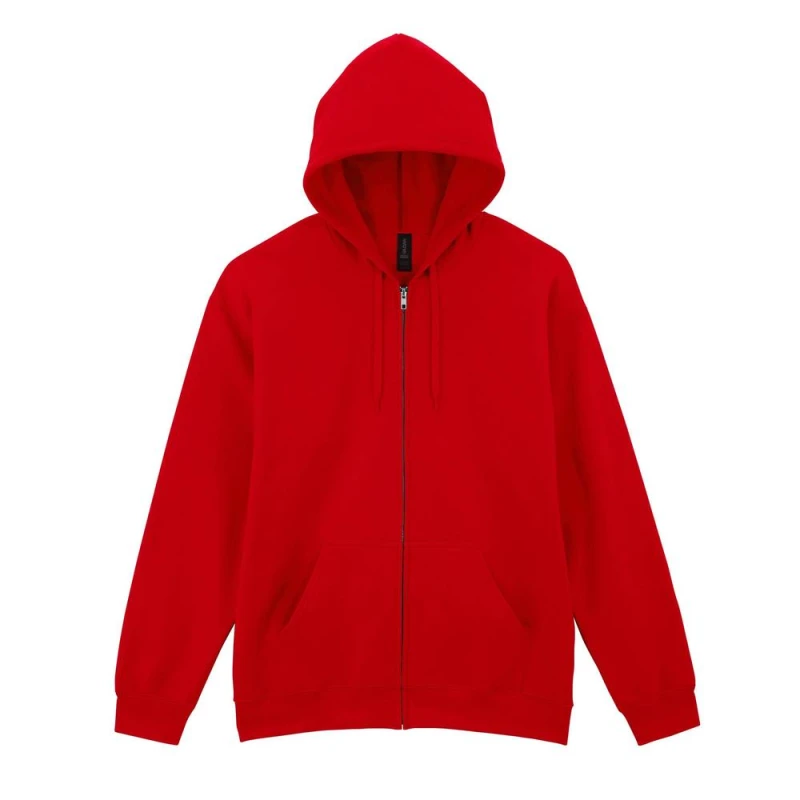 Image of Gildan Mens Softstyle Fleece Midweight Full Zip Hoodie in Red Size: Small Red Male S