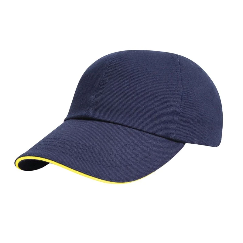 Image of Result Womens Heavy Brushed Cotton Sandwich Peak Baseball Cap in Mid Navy Mid Navy Female One Size