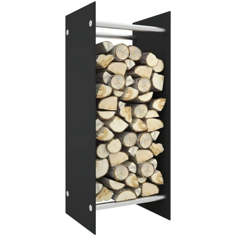 Image of VIDAXL Firewood Rack Black 40x35x100cm Tempered Glass Vidaxl 8720286369944
