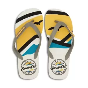 Image of BeachyFeet Mens La Concha Flip Flops (9 UK-10 UK) (White/Yellow/Black)