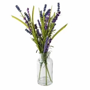 Image of Faux Lavender and Grasses in Tapered Glass Vase