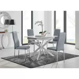 Image of Furniture Box LIRA 100 Extending Dining Table and 4 Grey Milan Chairs