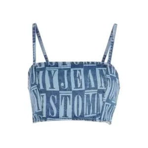 Image of Tommy Jeans Tj Denim Spellout Top - Blue
