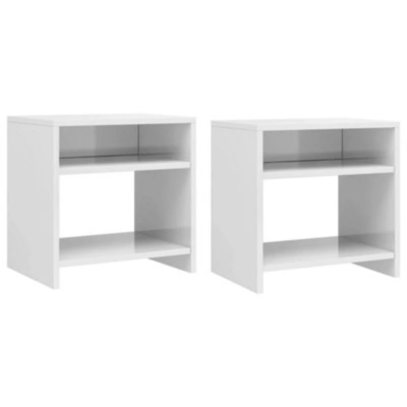 Image of Vidaxl Bedside Cabinets 2 Pcs High Gloss White 40X30X40 Cm Engineered Wood