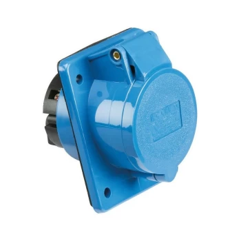 Image of 240V IP44 32A Angled Panel Mount Socket 2P+E - Knightsbridge