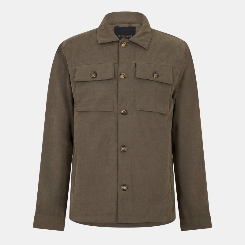 Image of Brave Soul Button Through Shacket Khaki