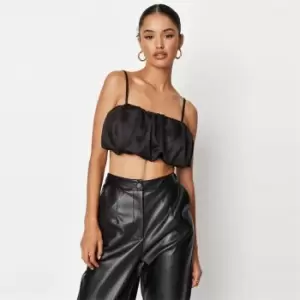 Image of Missguided Ball Cami Crop Top Satin - Black