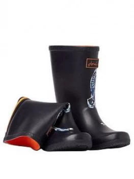 Image of Joules Boys Dino Roll Up Wellington Boots - Navy