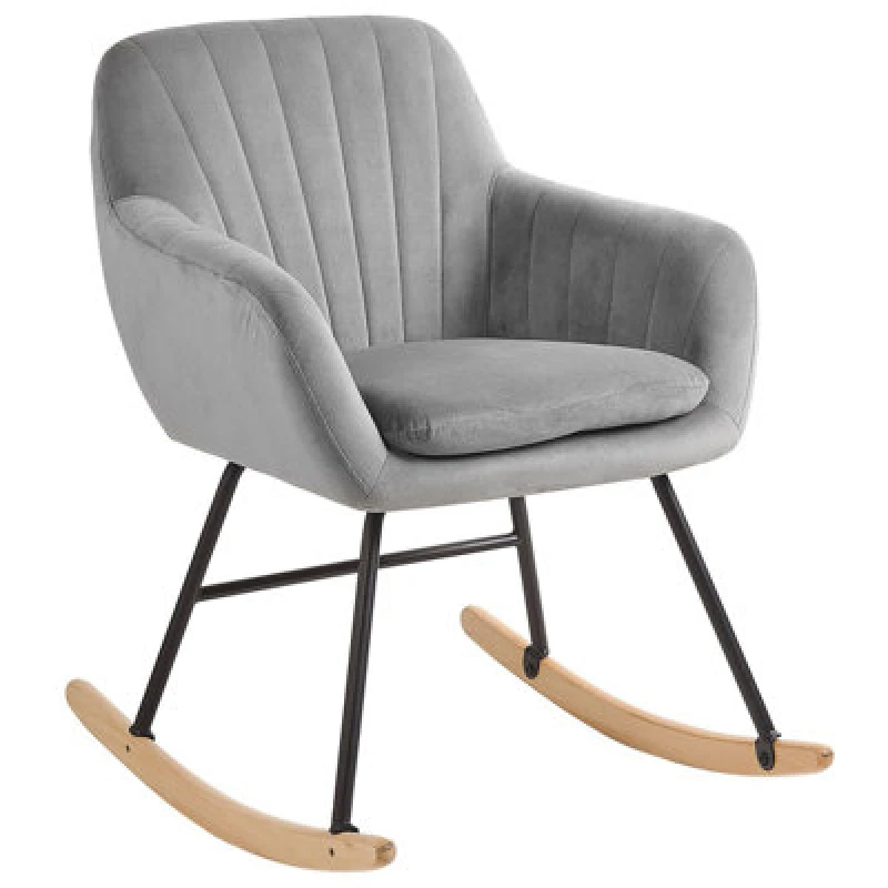 Image of Beliani Rocking Chair Liarum Velvet Grey