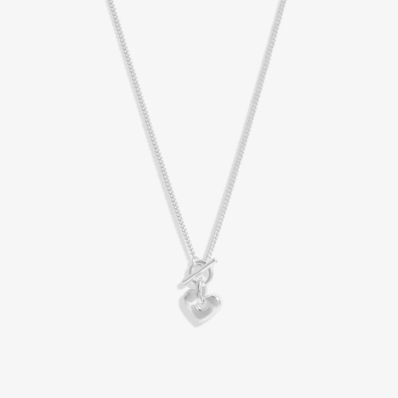 Image of Simply Silver Sterling Silver 925 Heart Molten T Bar Necklace Silver