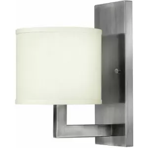 Image of Loops - Wall Light Off White Linen Drum Shade Antique Nickel LED E27 100W