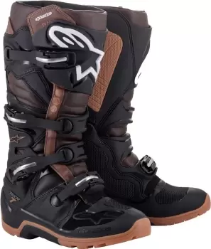 Image of Alpinestars Tech 7 Enduro Motorcycle Boots, black-brown, Size 40 41, black-brown, Size 40 41