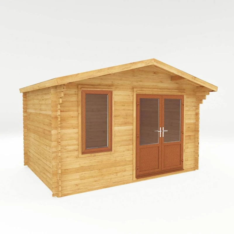 Image of Mercia 4 x 3m Retreat 44mm Log Cabin with Oak UPVC Windows & Doors in Brown Brown Unisex
