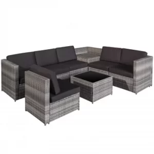 Image of Outsunny 8Pcs Patio Rattan Sofa Garden Furniture Set Table w/ Cushions 6 Seater Grey