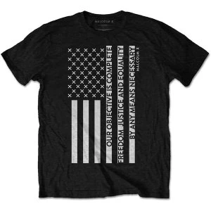 Image of Malcolm X - Freedom Flag Unisex Medium T-Shirt - Black