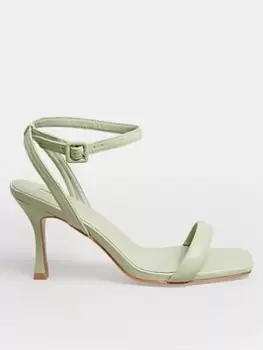Image of Yours Yours Extra Wide Fit Padded Vamp Strap High Heel Sandal Green, Size 5, Women
