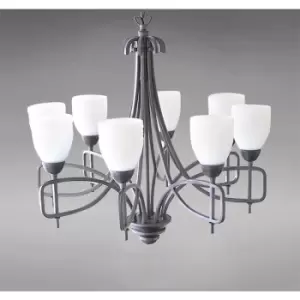 Image of Ortona pendant lamp 8 brown bulbs/opal glass