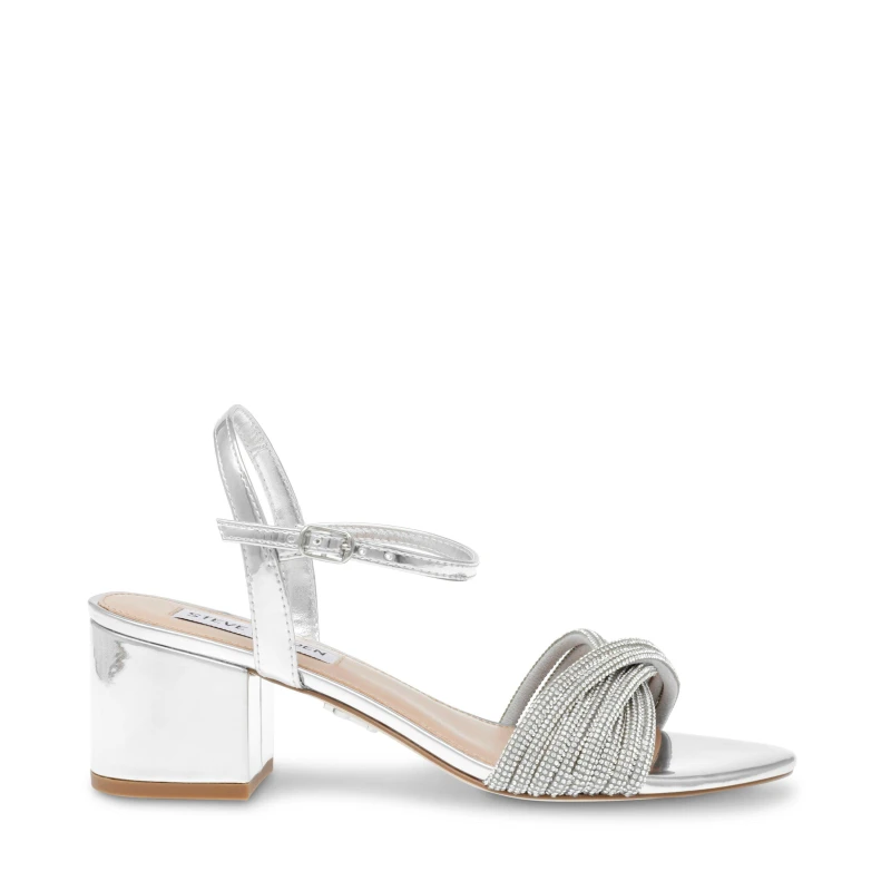 Image of Steve Madden Ismeria Block Heels - Silver Silver 4