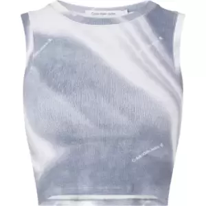 Image of Calvin Klein Jeans Motion Blur Aop Rib Tank Top - Blue