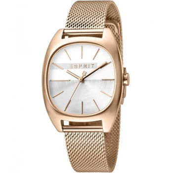 Image of Esprit Infinity Womens Watch featuring a Stainless Steel Mesh, Rose gold Coloured Strap and Silver Dial