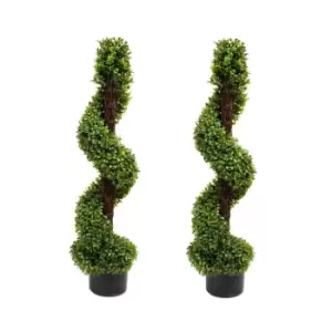 Image of Greenbrokers Artificial Spiral Boxwood Topiary Tree 90Cm/3ft(set Of 2)