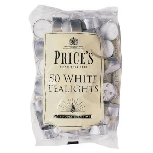 Image of Prices Candles White Tealights - Pack of 50