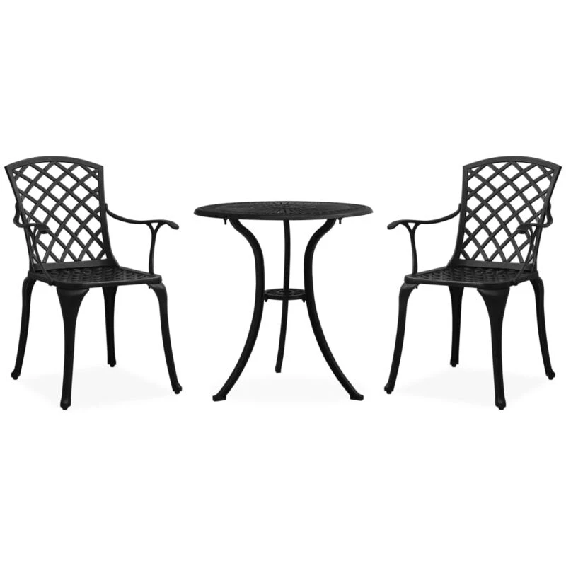 Image of MINKUROW 3 Piece Bistro Set Cast Aluminium Black vidaXL YX315592