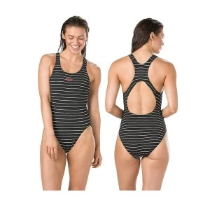 Image of Speedo Stripe Medalist Swimsuit Black/White 40"