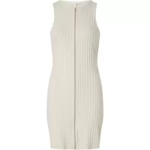 Image of Calvin Klein Jeans Zipper Elongated Rib Dress - Beige