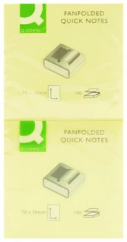 Image of Q Connect Fanfold Quick Notes 75x75mm Yw - 12 Pack